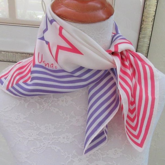 White, pink & purple stars & stripes neck scarf - Picture 1 of 5